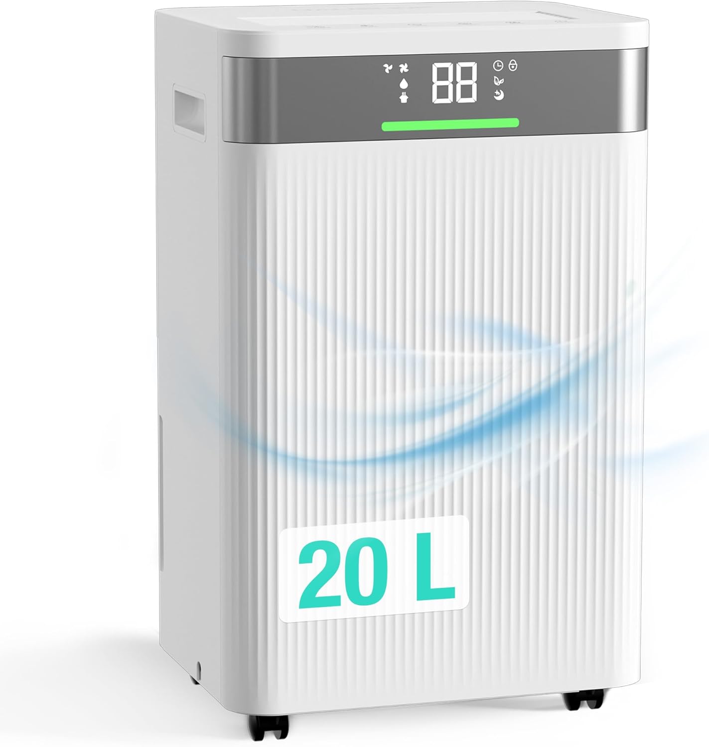 HAUSHOF Deshumidificador Eléctrico 20LDía, 41dB Silencioso con Iones Negativos, Depósito 4,5L y Pantalla LED, 3 Modos, Portátil para Dormitorios, Salón y Sótano 30m2-Sereneota