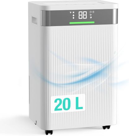 HAUSHOF Deshumidificador Eléctrico 20LDía, 41dB Silencioso con Iones Negativos, Depósito 4,5L y Pantalla LED, 3 Modos, Portátil para Dormitorios, Salón y Sótano 30m2-Sereneota