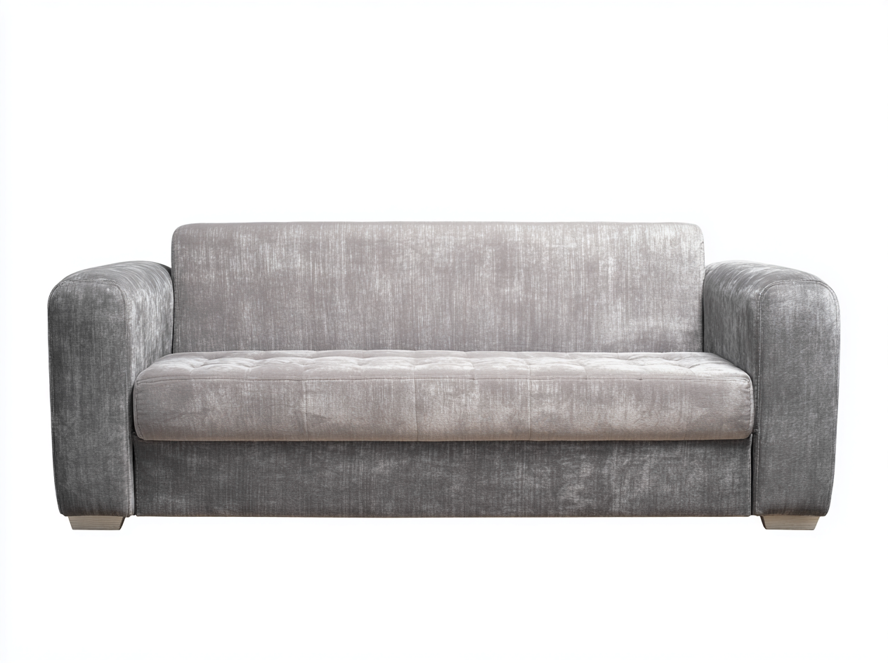 Sofá de 3 plazas tapizado tela 195x90x80cm - gris claro - para salón - diseño contemporáneo con brazos rectos-Sereneota