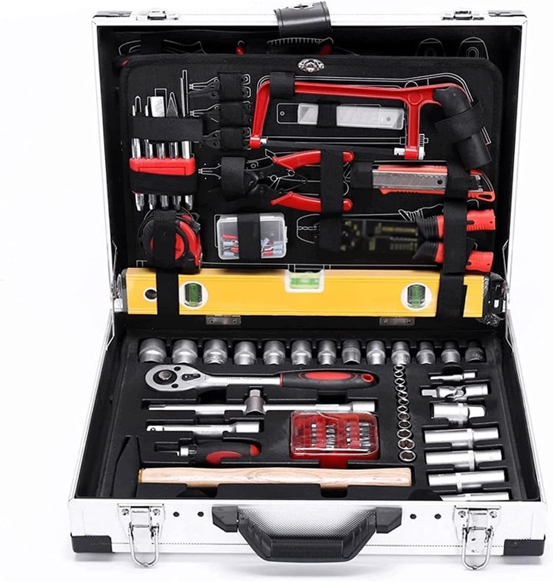 Kits de combinación de herramientas, kit de herramientas de reparación profesional de 139 piezas, Reparación de viviendas Juego de herramientas básicas con cajas de herramientas portátiles de alu-Sereneota