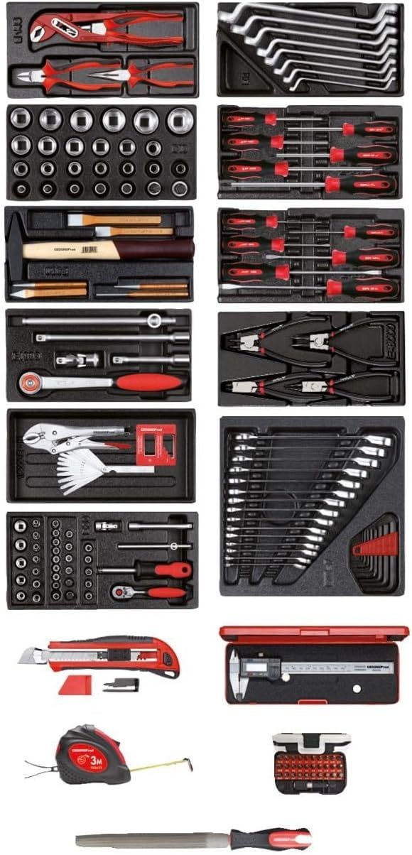 GEDORE RED - Juego de herramientas 11 x módulos de plástico div. Herramientas, 167 piezas-Sereneota