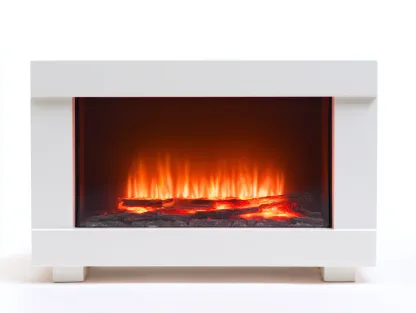 Chimenea eléctrica independiente 105x30x95cm - panel y vidrio - blanco - para interior - diseño moderno-Sereneota