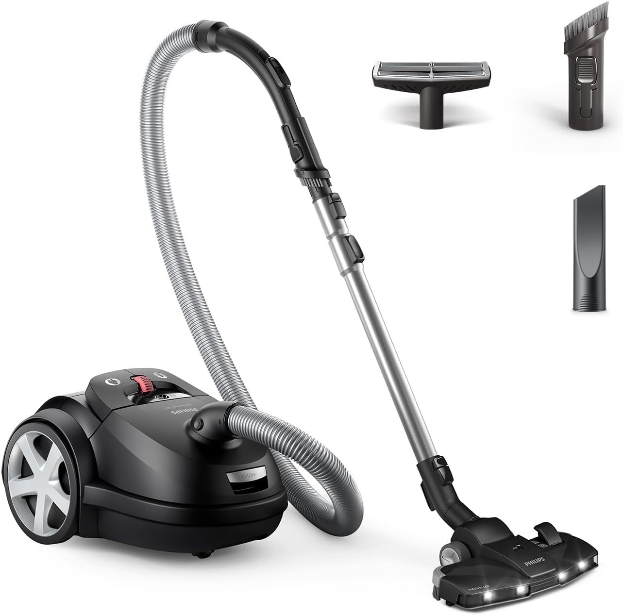 PHILIPS Serie 8000 Aspiradora con Bolsa Performer LED - Motor de 900 W, Boquilla TriActive LED, HEPA, 12 m, Bolsas de Larga duración, Negro Intenso XD812210-Sereneota