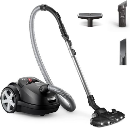PHILIPS Serie 8000 Aspiradora con Bolsa Performer LED - Motor de 900 W, Boquilla TriActive LED, HEPA, 12 m, Bolsas de Larga duración, Negro Intenso XD812210-Sereneota