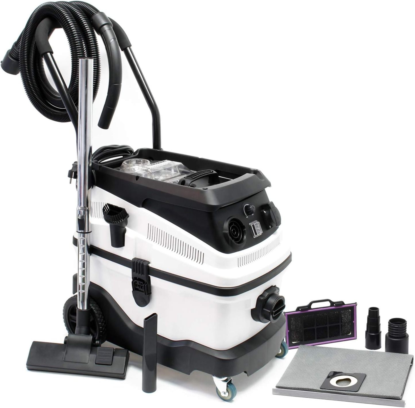 WilTec Aspirador seco y húmedo 1600W con Sistema de filtrado de 3-Niveles, Accesorios y función de soplado-Sereneota