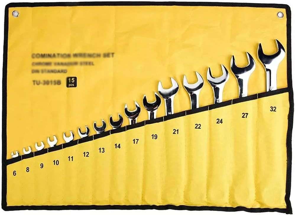Juego de Llaves de trinquete de 15 Piezas 6-32 mm Herramienta de Tuerca de Llave de Vaso de trinquete-Sereneota