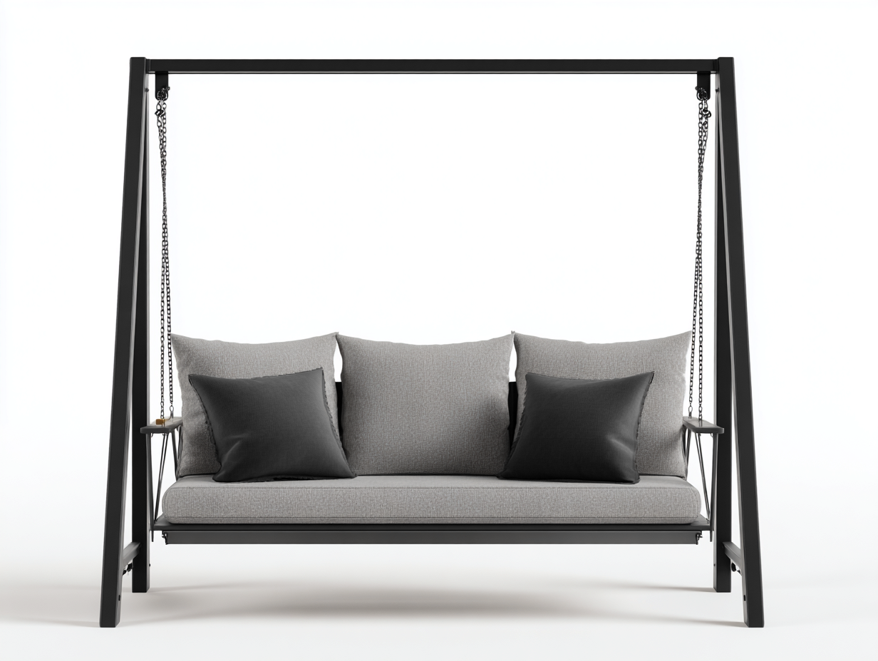 Columpio de jardín metal y tejido 210x120x180 cm - gris/negro - para jardín - diseño moderno