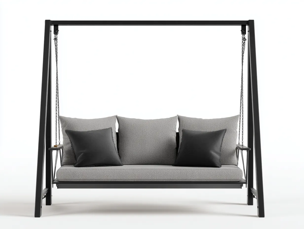 Columpio de jardín metal y tejido 210x120x180 cm - gris/negro - para jardín - diseño moderno