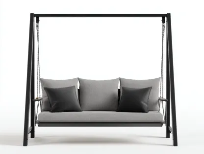 Columpio de jardín metal y tejido 210x120x180 cm - gris/negro - para jardín - diseño moderno