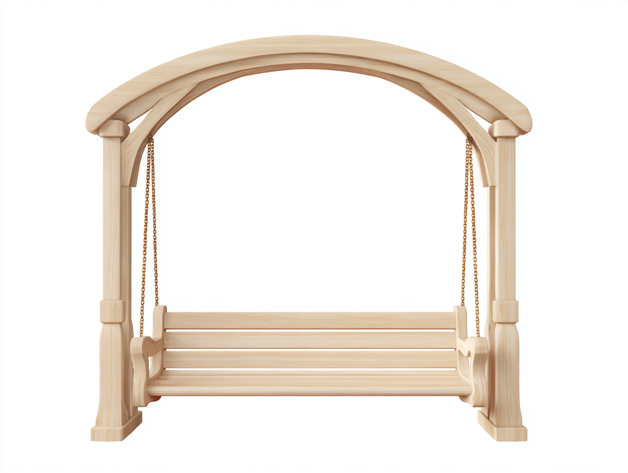 Columpio banco de jardín de madera 210x130x180 cm - madera clara - para jardín - diseño rústico