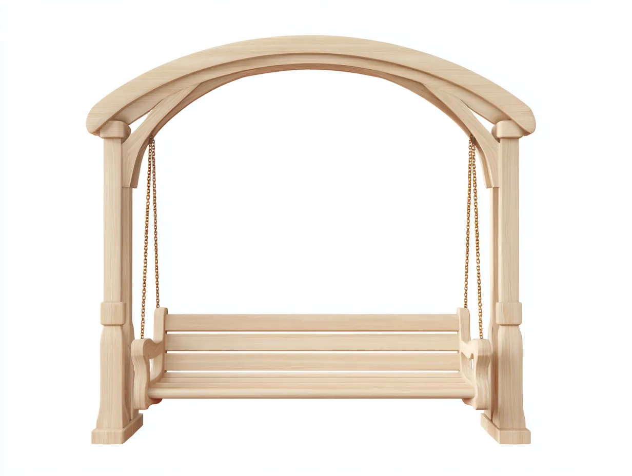 Columpio banco de jardín de madera 210x130x180 cm - madera clara - para jardín - diseño rústico