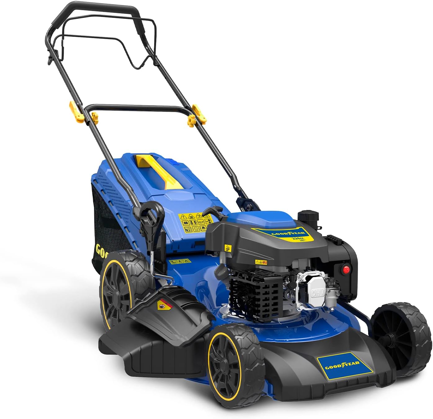 Goodyear - Cortacésped Gasolina Autopropulsado 224cc 7.60 CV Motor 4 Tiempos OHV 5.620 W. Ancho Corte 53 cm. 25-75 centímetros Altura Corte Ajustable-Sereneota