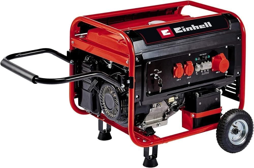 Einhell Generador eléctrico gasolina TC-PG 55E5 máx. 3600 W, motor de 4 tiempo robusto y de bajas emisiones, tomas 2 x 230V 1 x 400V, 25 L tanque, AVRfusible de bajo nivel de aceite-Sereneota