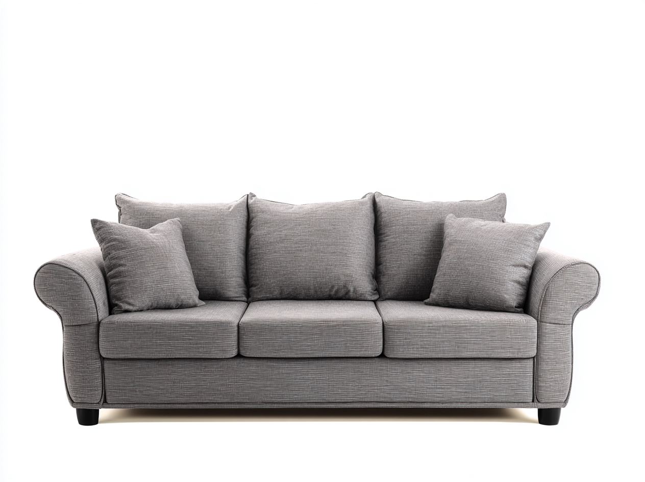 Sofá de 3 plazas de tela 205x90x88 cm - gris/negro - para salón - diseño clásico