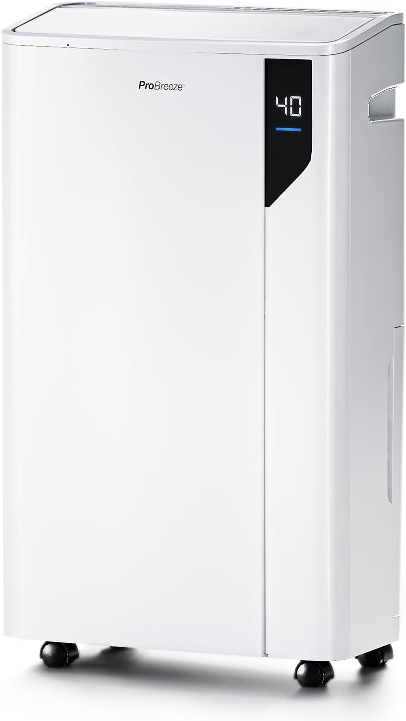 Pro Breeze Deshumidificador 20L. Antihumedad y moho. Depósito Extraíble y Desagüe Continuo, 5 Modos, Temporizador 24h, Pantalla Táctil, Sensor de Humedad, Secadora de Ropa 35 m2-Sereneota