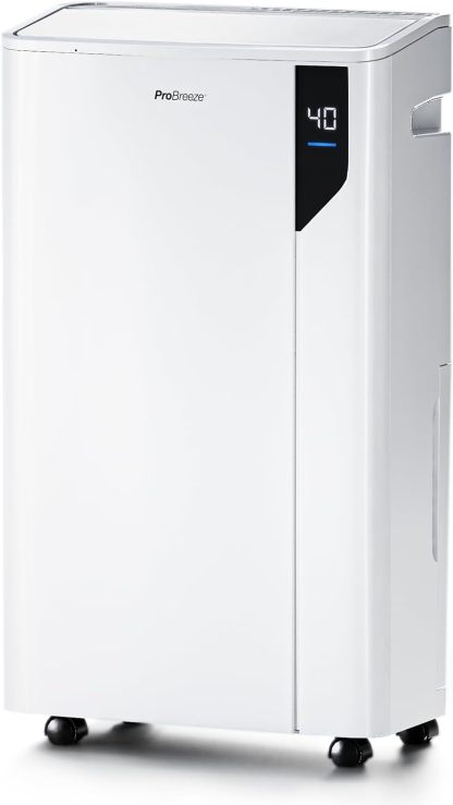 Pro Breeze Deshumidificador 20L. Antihumedad y moho. Depósito Extraíble y Desagüe Continuo, 5 Modos, Temporizador 24h, Pantalla Táctil, Sensor de Humedad, Secadora de Ropa 35 m2-Sereneota
