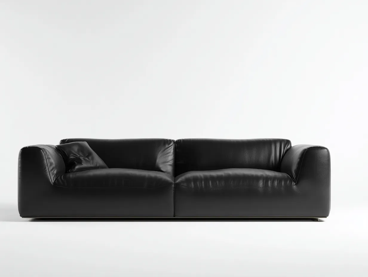 Sofá de 3 plazas de cuero auténtico 220x95x80 cm - negro - para salón - diseño moderno