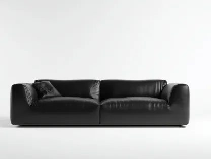 Sofá de 3 plazas de cuero auténtico 220x95x80 cm - negro - para salón - diseño moderno