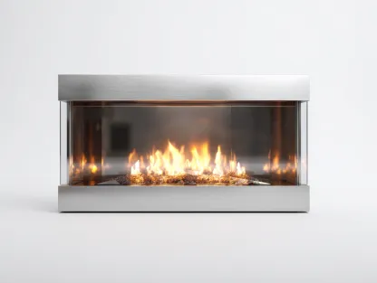 Chimenea eléctrica moderna 100x28x45cm - acero y vidrio - plata/transparente - para salón - diseño contemporáneo-Sereneota