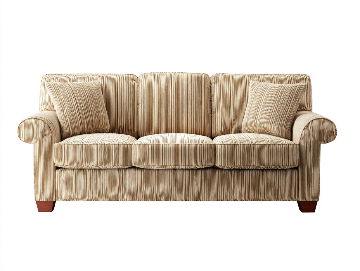 Sofá de 3 plazas tapizado tela 210x92x88cm - beige/marrón - para salón - estilo clásico con brazos