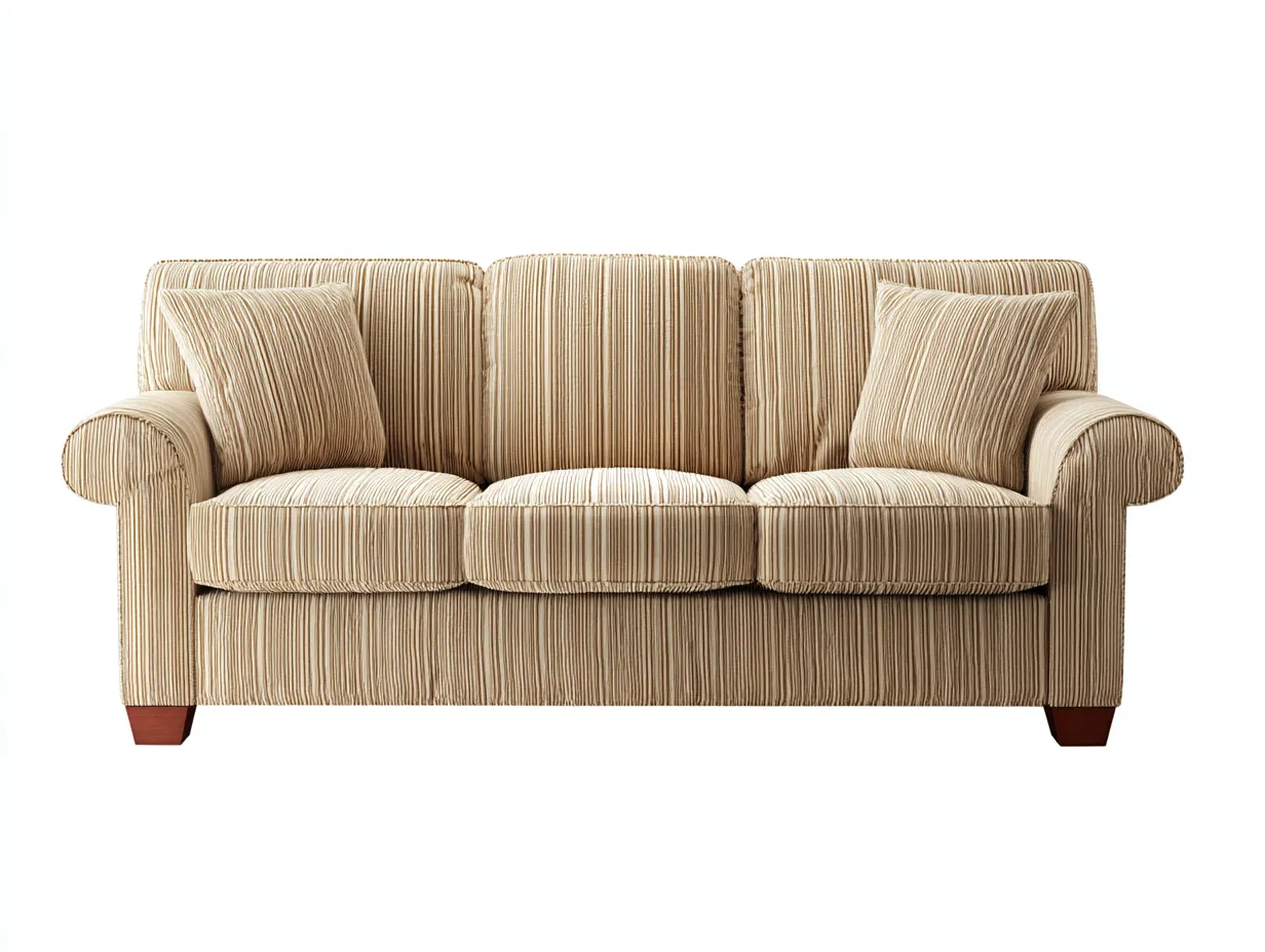 Sofá de 3 plazas tapizado tela 210x92x88cm - beige/marrón - para salón - estilo clásico con brazos