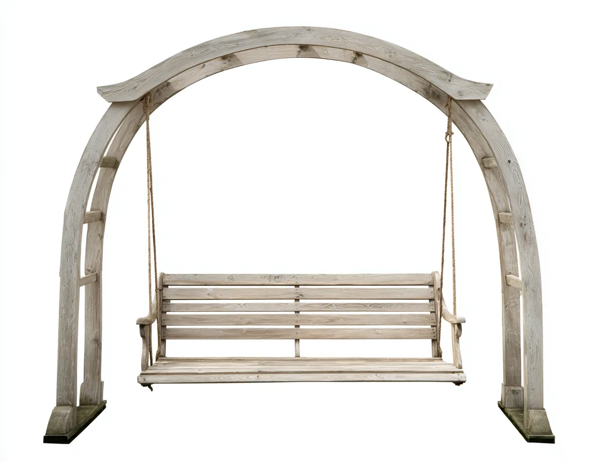 Columpio banco de jardín de madera 210x130x180 cm - madera clara - para jardín - diseño rústico