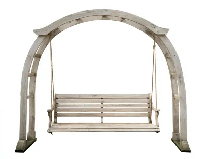 Columpio banco de jardín de madera 210x130x180 cm - madera clara - para jardín - diseño rústico