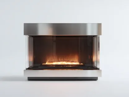 Chimenea eléctrica moderna 110x30x42cm - acero y vidrio - plata/transparente - diseño minimalista