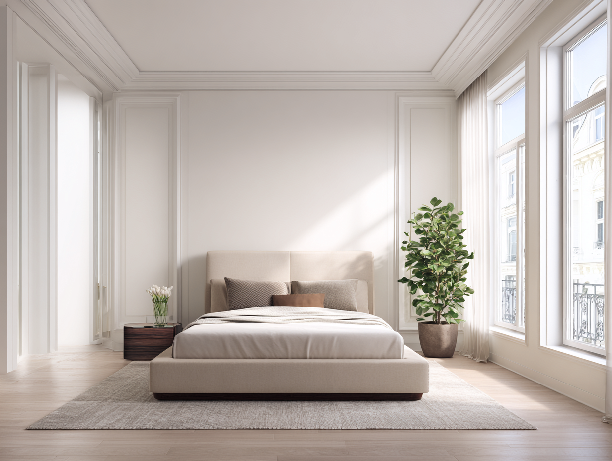 Cama doble tapizada tela 200x160x110 cm - beige claro - para dormitorio - diseño contemporáneo