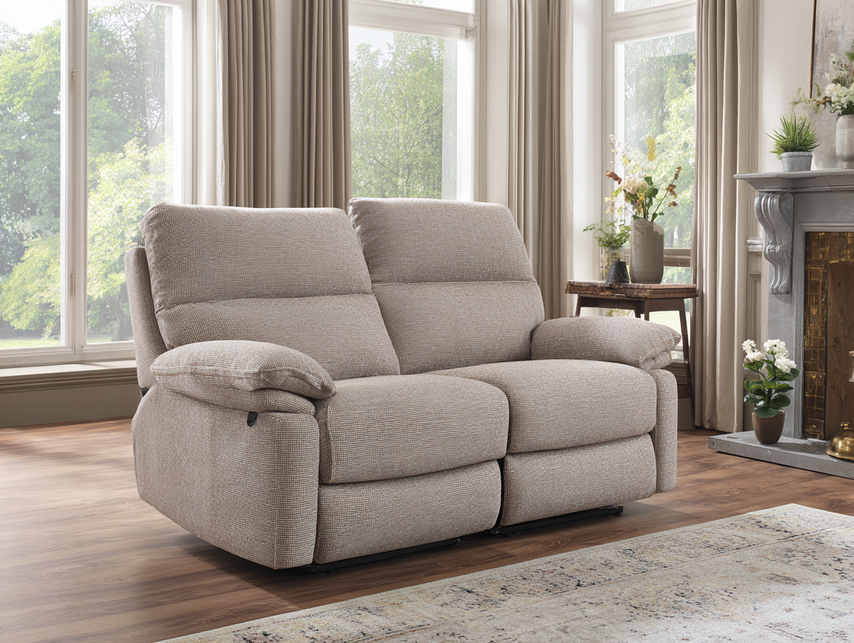 Sofá de 2 plazas tapizado en tela 160 x 95 x 100 cm - beige - para salón moderno