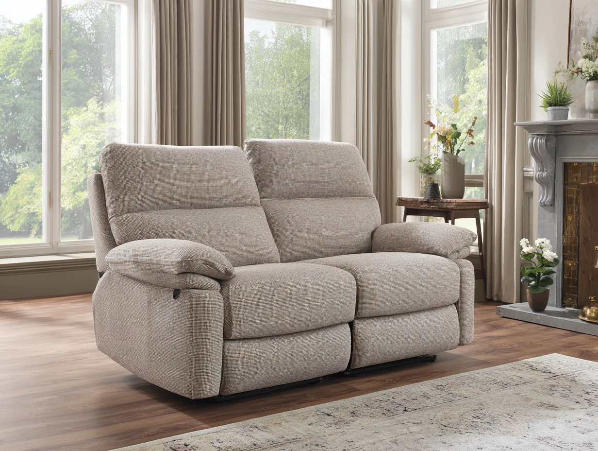 Sofá de 2 plazas tapizado en tela 160 x 95 x 100 cm - beige - para salón moderno