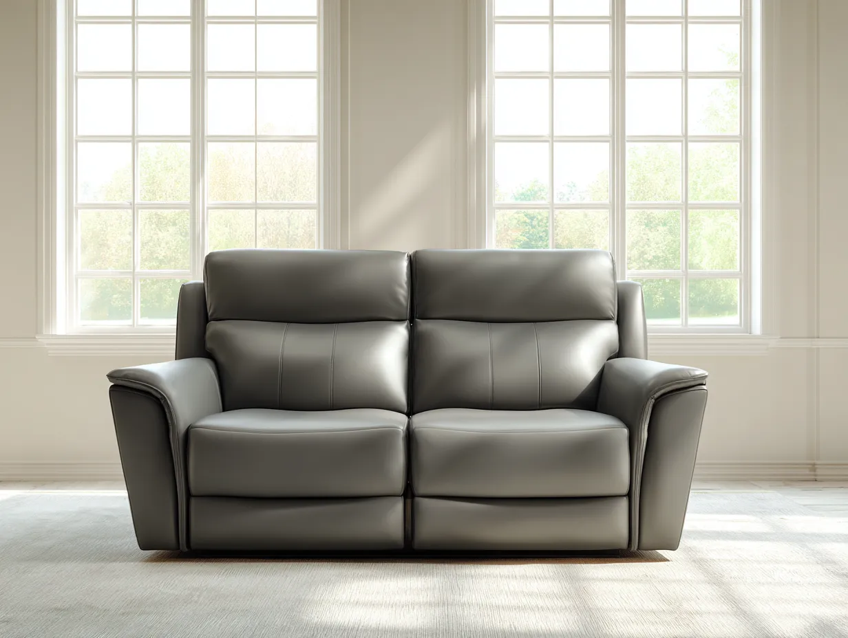 Sofá de 2 plazas tapizado piel - 170x95x100cm - gris - salón moderno confort