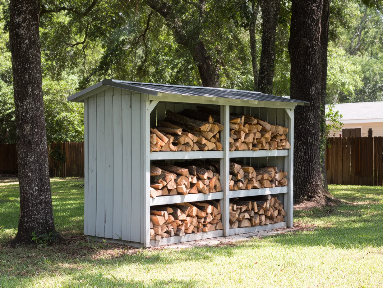 Leñera de madera para exterior 200x80x180 cm - gris claro - para jardín - estructura abierta