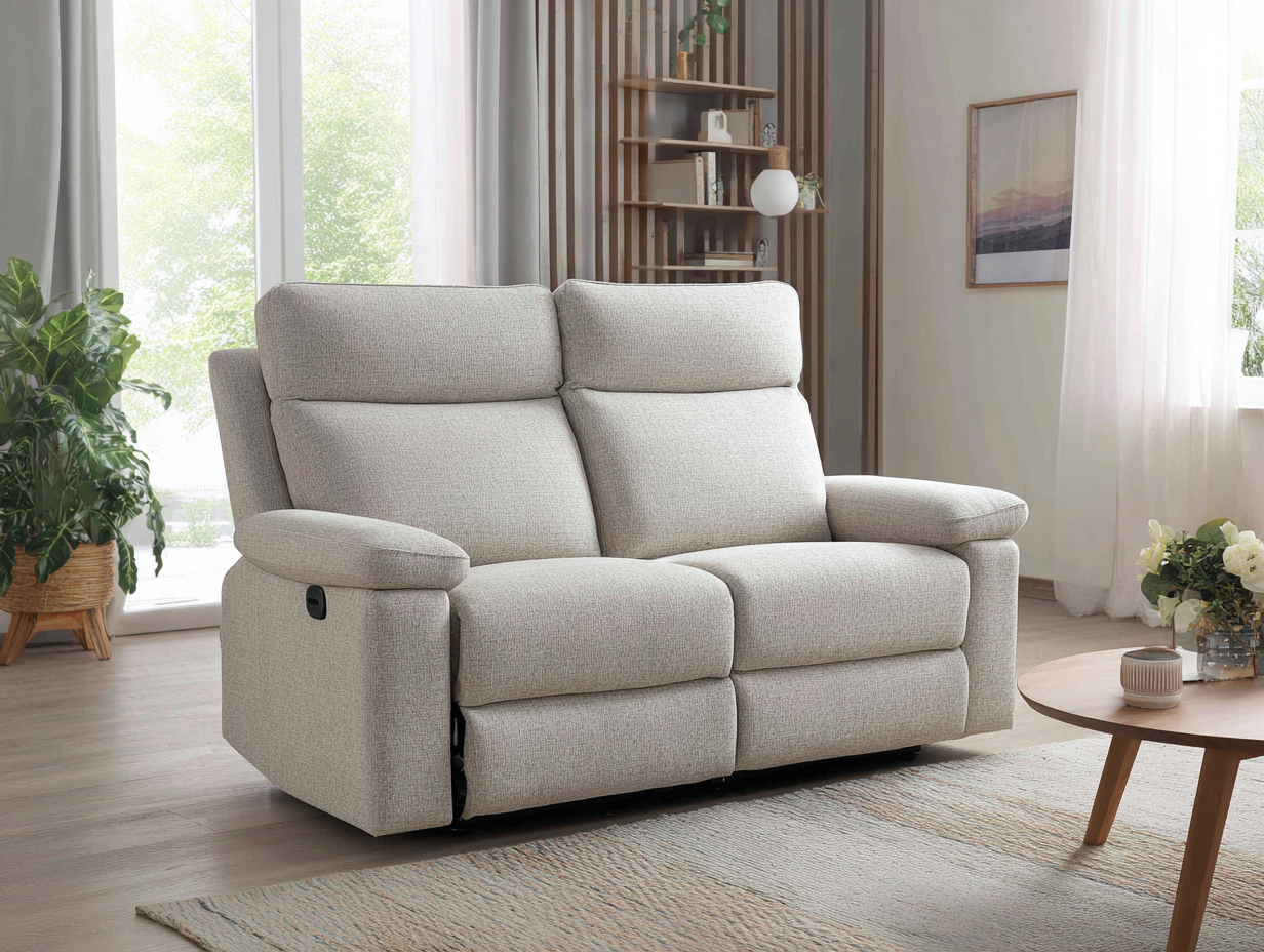 Sofá de 2 plazas tapizado en tela 168x95x100 cm - gris claro - para salón