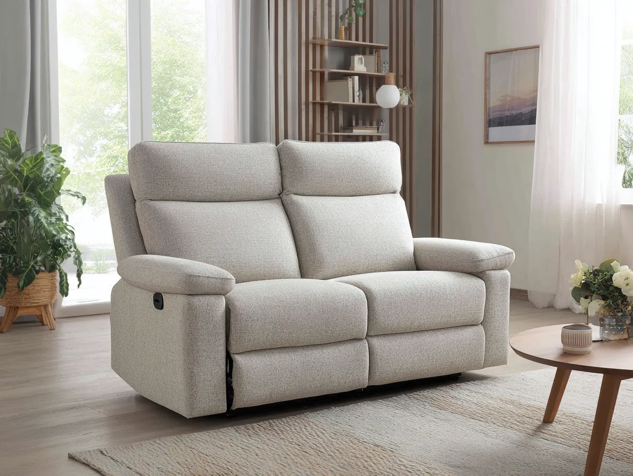 Sofá de 2 plazas tapizado en tela 168x95x100 cm - gris claro - para salón