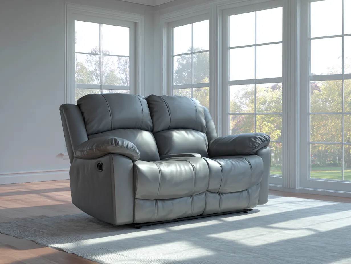 Sofá de 2 plazas tapizado en cuero auténtico 165x95x100 cm - gris oscuro - para salón