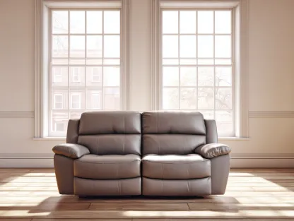 Sofá de 2 plazas tapizado en cuero auténtico 170x98x102 cm - gris claro - para salón - diseño clásico