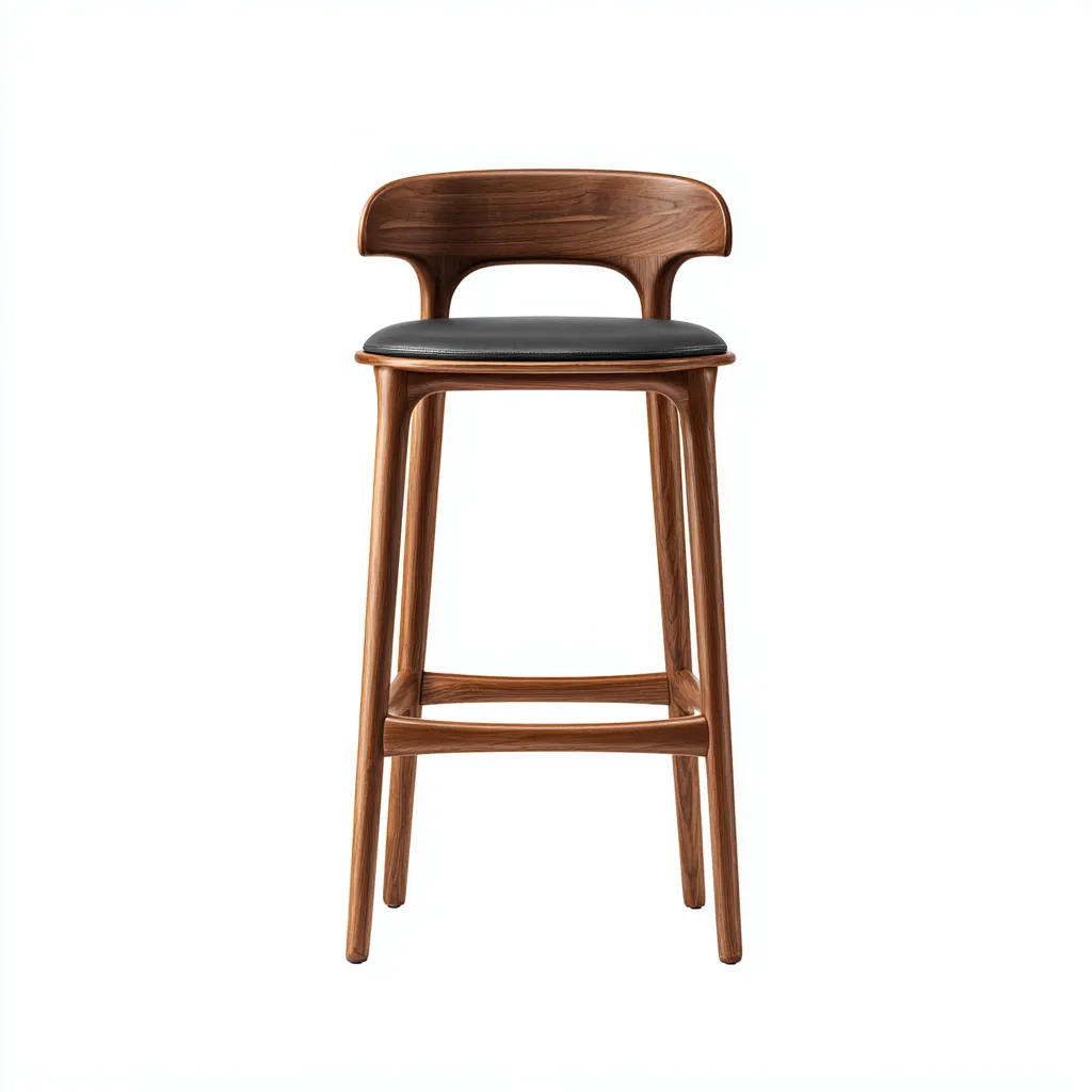 Sgabello da bar in legno massello con seduta imbottita 45x42x95 cm - noce - nero - design moderno adatto per sala da pranzo-Comfyoliq