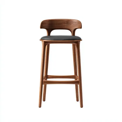 Sgabello da bar in legno massello con seduta imbottita 45x42x95 cm - noce - nero - design moderno adatto per sala da pranzo-Comfyoliq