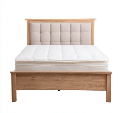 Letto matrimoniale - legno con testiera imbottita 200x180x105 cm - legno naturale - beige - adatto per camera da letto - design moderno-Comfyoliq