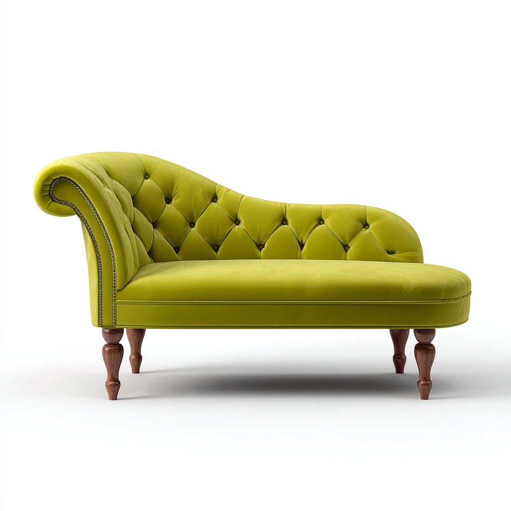 Chaise longue in velluto e legno 165x70x90 cm - verde - stile classico - adatta per soggiorno-Comfyoliq