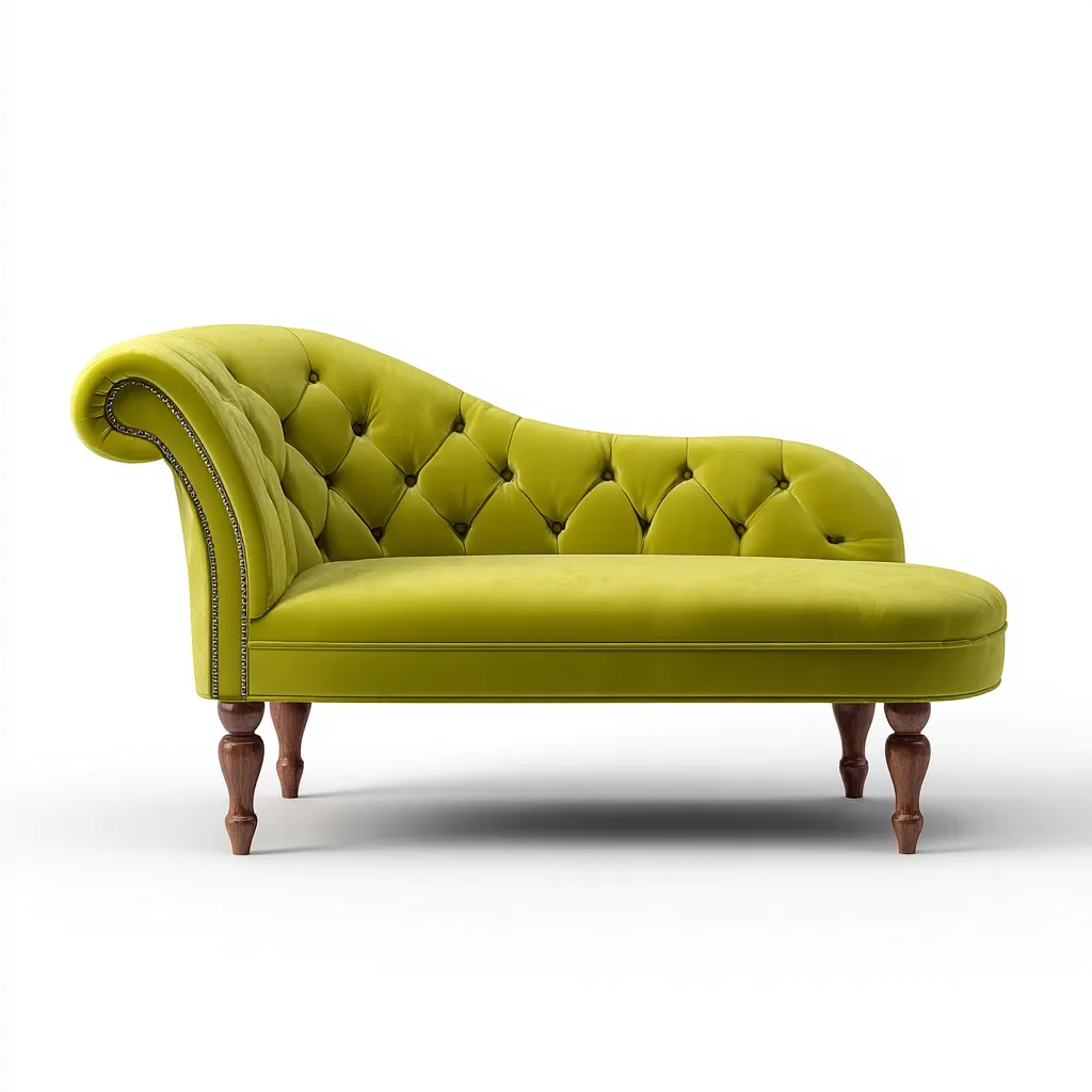 Chaise longue in velluto e legno 165x70x90 cm - verde - stile classico - adatta per soggiorno-Comfyoliq