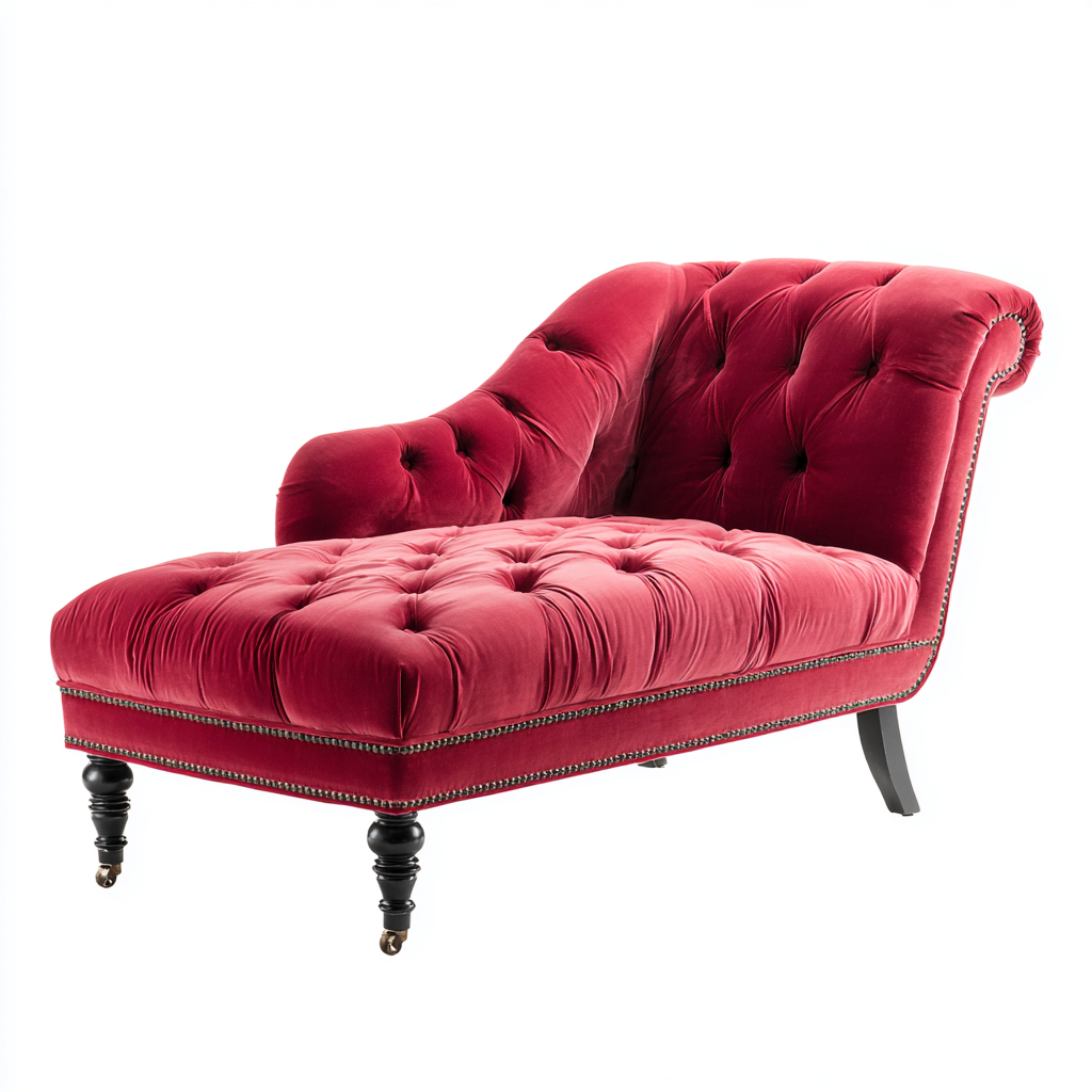 Chaise longue in velluto e legno 165x70x95 cm - rosso - stile classico - adatta per soggiorno-Comfyoliq