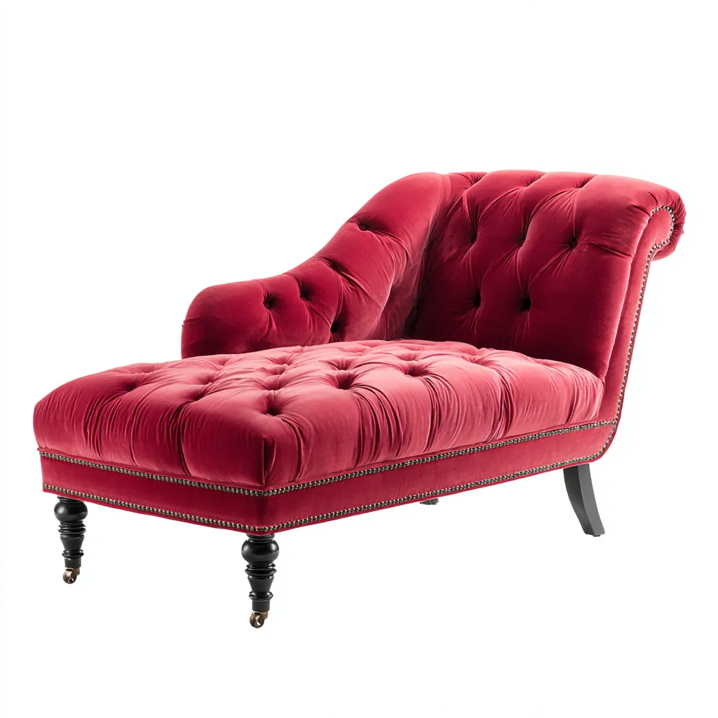 Chaise longue in velluto e legno 165x70x95 cm - rosso - stile classico - adatta per soggiorno-Comfyoliq