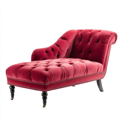Chaise longue in velluto e legno 165x70x95 cm - rosso - stile classico - adatta per soggiorno-Comfyoliq