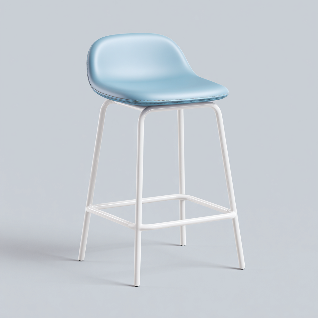 Sgabello da bar in metallo con seduta in pelle 45x43x95 cm - bianco - azzurro - design moderno adatto per sala da pranzo-Comfyoliq