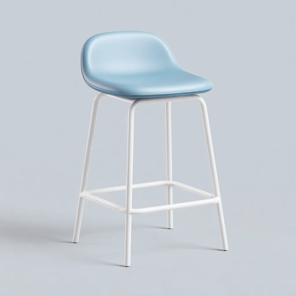 Sgabello da bar in metallo con seduta in pelle 45x43x95 cm - bianco - azzurro - design moderno adatto per sala da pranzo-Comfyoliq