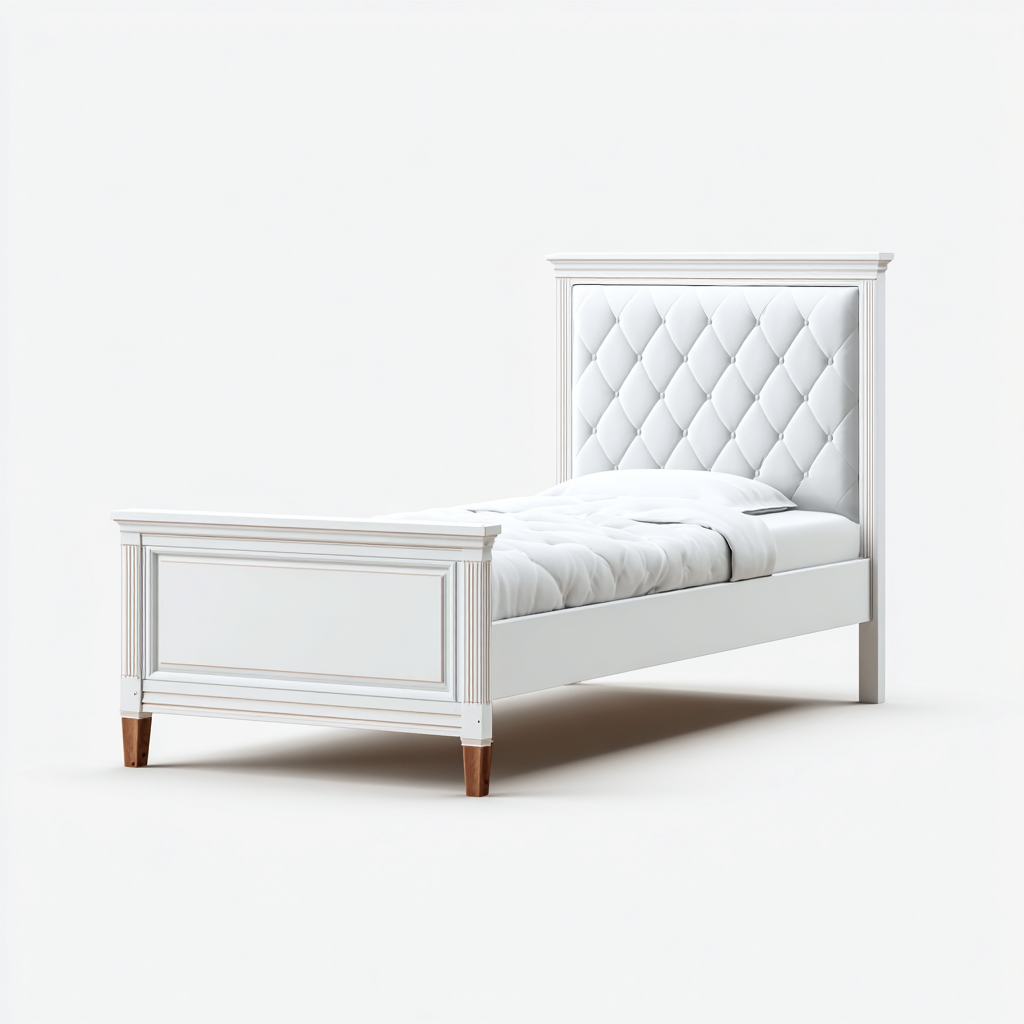 Letto singolo - legno e tessuto 200x100x110 cm - bianco - adatto per camera da letto - design moderno-Comfyoliq