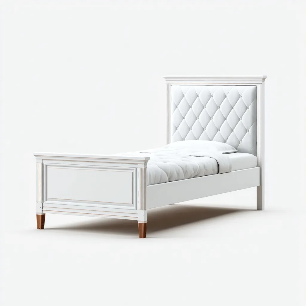 Letto singolo - legno e tessuto 200x100x110 cm - bianco - adatto per camera da letto - design moderno-Comfyoliq