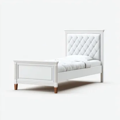 Letto singolo - legno e tessuto 200x100x110 cm - bianco - adatto per camera da letto - design moderno-Comfyoliq